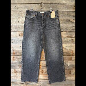NWT Madewell Black Kingswood Low Slung Baggy Jeans - Size 28 - Replaced Buttons